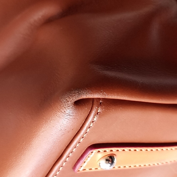 Dooney & Bourke Smooth Genuine Leather    Handbag. Color is a  Rich Caramel. - Picture 9 of 16